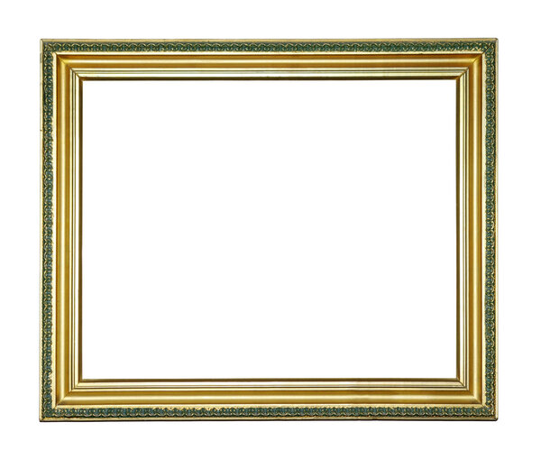 Gold antique frame isolated on white background