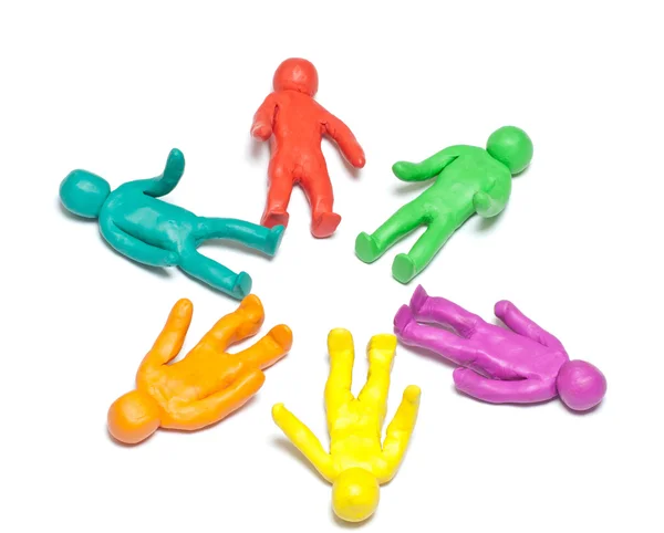 Des gars en plasticine colorés. Concept d'équipe — Photo