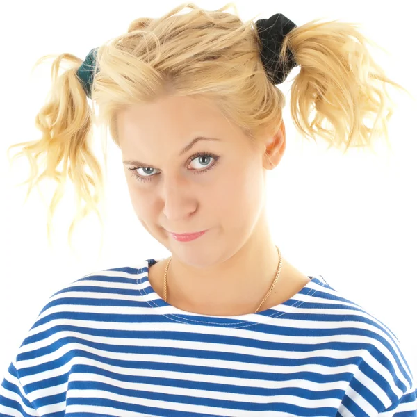 Woman with a funny look on her face — Stock Photo, Image