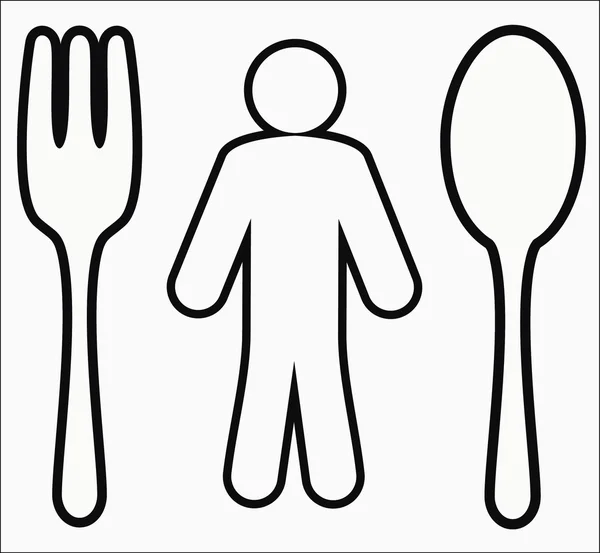 Siluet manusia dengan sendok dan garpu - Stok Vektor