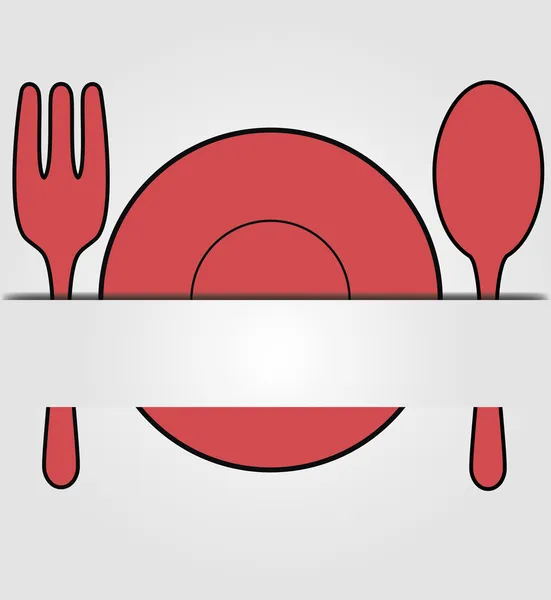 Piatto, cucchiaio e forchetta — Vettoriale Stock