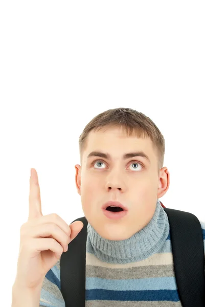 A young man showing something — Stock Photo, Image