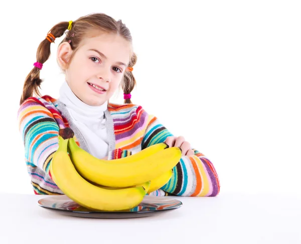 바나나와 소녀 — 스톡 사진