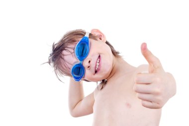 Boy in Swimming Goggles clipart