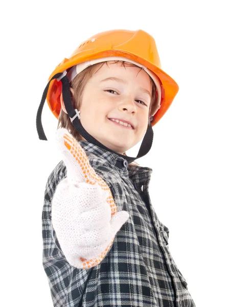 Constructor infantil con pulgares hacia arriba —  Fotos de Stock