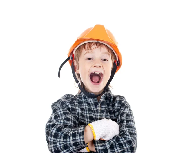 Kleine jongen met helm — Stockfoto