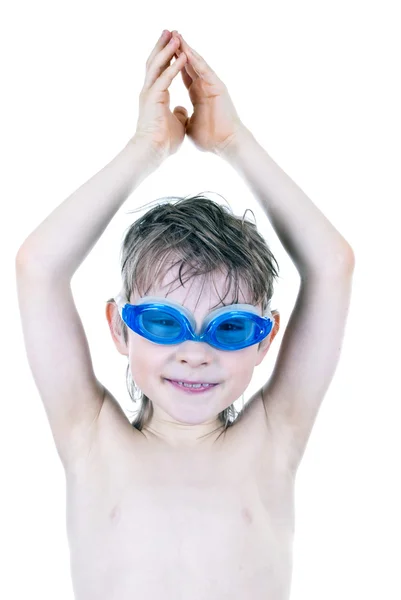 Chlapec v plavání brýle — Stock fotografie