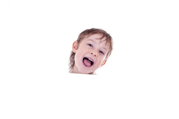 Ritratto di un bambino felice con una tavola vuota in mano — Foto Stock