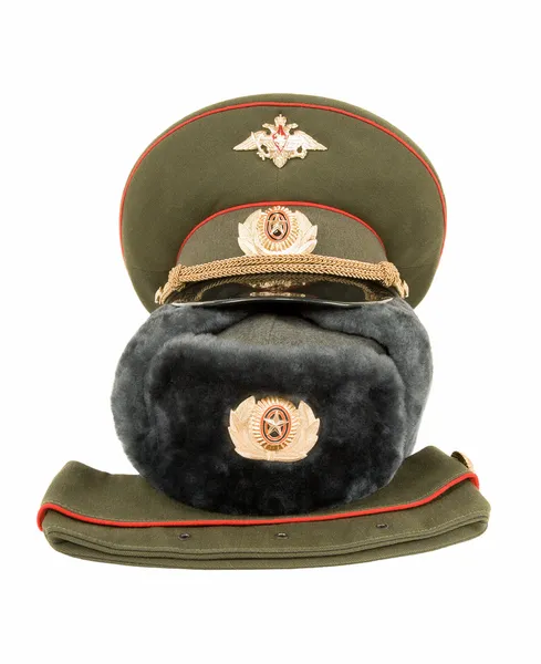 Russian army officers caps — Stock Photo, Image