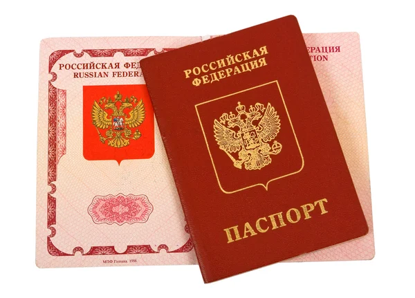 Pasaporte ruso sobre fondo blanco — Foto de Stock