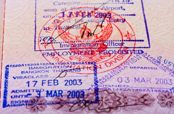 Vízum útlevél bélyegző — Stock Fotó