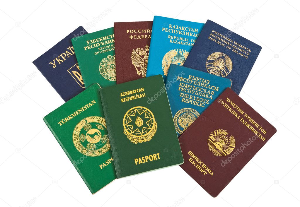 Foreign passports isolated on white background