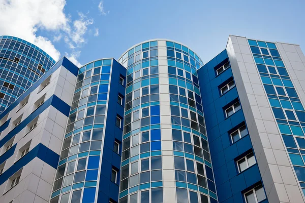 stock image Modern skyscraper on blue sky background in Samara, Russia