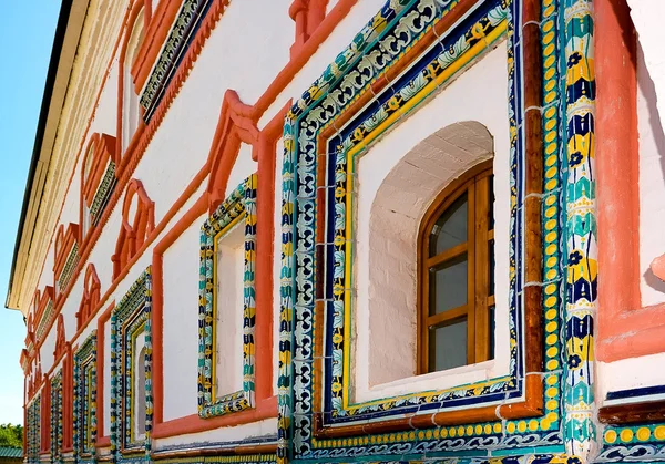 stock image Decorated window in Valday monastery, Russia