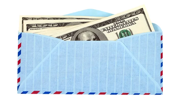 Ons dollar in luchtpost envelop geïsoleerd op witte achtergrond. — Stockfoto