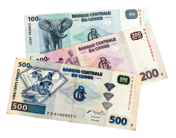 纸币的刚果民主共和国孤立在白色背景上 — 图库照片