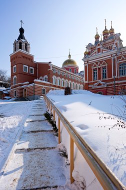 Iversky monastery in Samara, Russia. Winter clipart