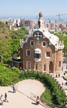 Park guell, görünüm üzerinde barcelona, İspanya