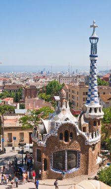 Park guell, görünüm üzerinde barcelona, İspanya