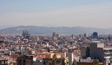 panoramik şehir barcelona, İspanya.