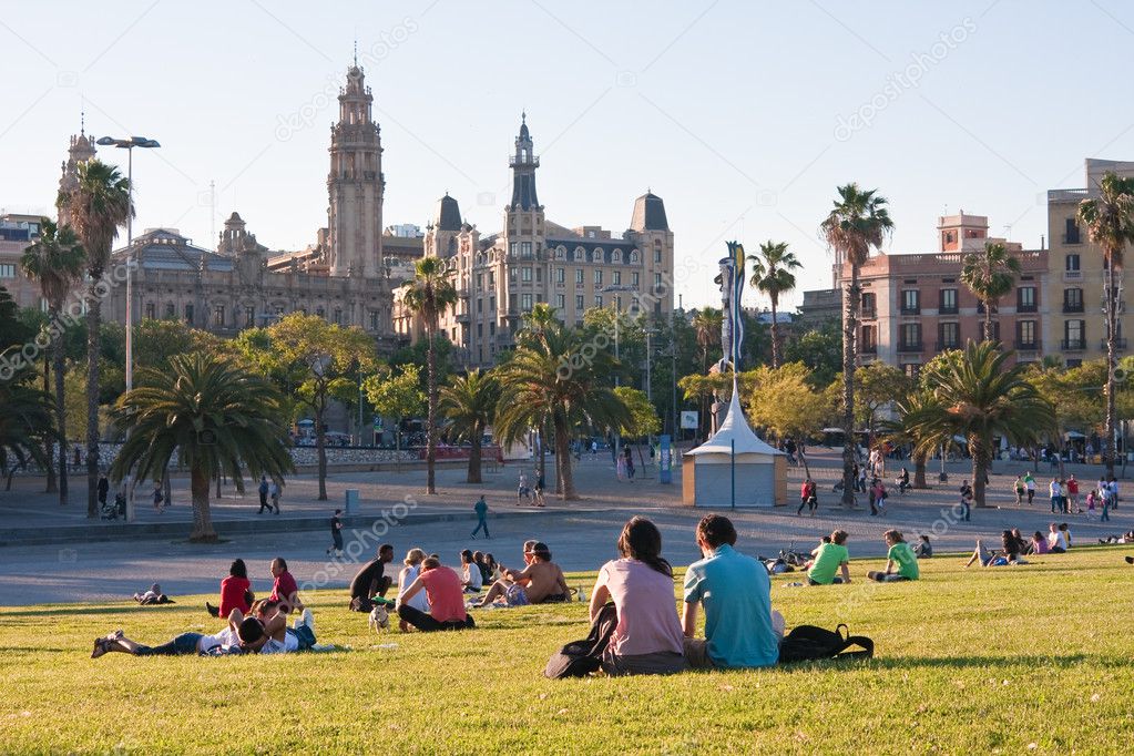 Rest on the grass. Barcelona,. Spain
