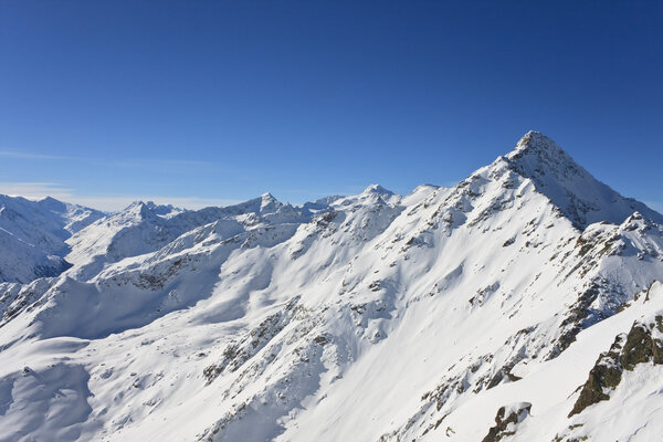 Mountains under snow in the winter. Alps. Solden. Austria