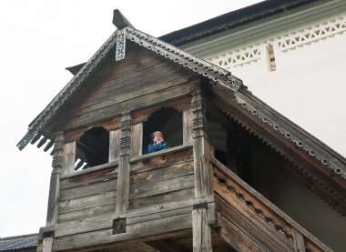 The wood porch. Kremlin of Great Novgorod Russia clipart