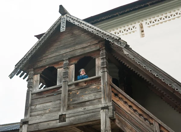 stock image The wood porch. Kremlin of Great Novgorod Russia