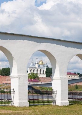 The Arcade of the Yaroslav dvorische in Novgorod the Great. Russ