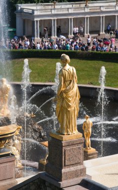 Pertergof, Saint-Petersburg, Rusya 'da büyük şelale.