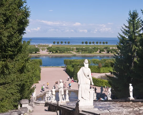 现代雕塑对叶栅"金子山"，彼得夏宫。俄罗斯 — 图库照片