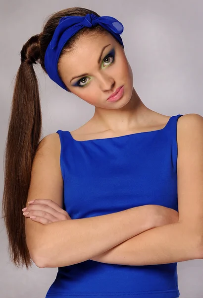 Young beautiful woman with perfect natural makeup — Stock Photo, Image