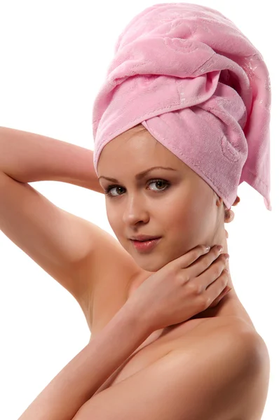 Woman with towel — Stock Photo, Image
