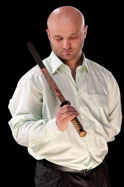 Man met een Japans zwaard — Stockfoto