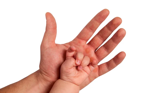 Les mains du père et de l'enfant — Photo