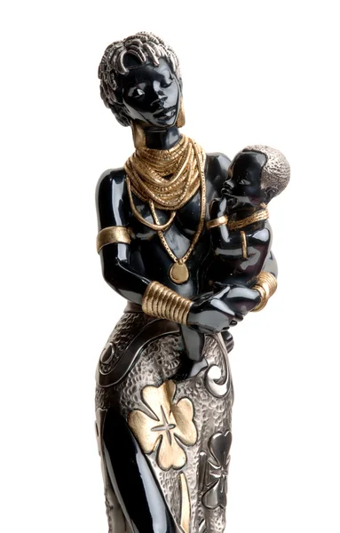 Estatueta mulher africana com um bebê — Fotografia de Stock