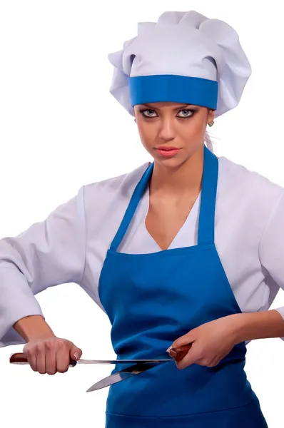 Flicka i kocken uniformer — Stockfoto