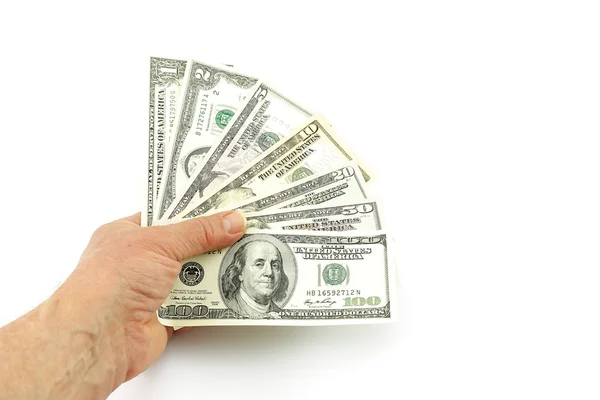 Dollar in een hand — Stockfoto