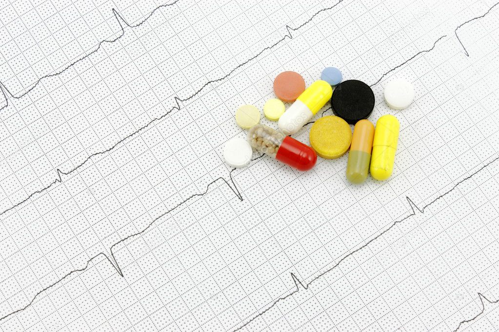Medicines and lines of the cardiogram of heart