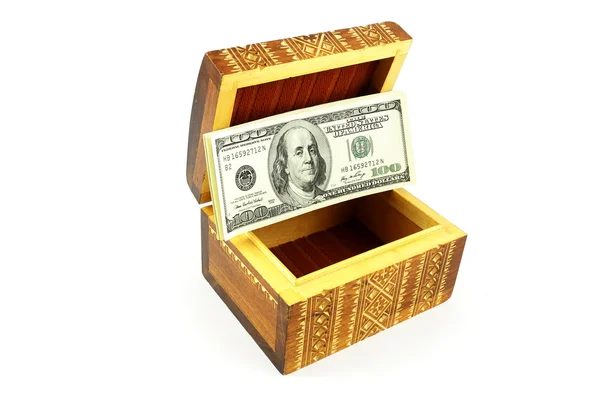 Dollar i en kista — Stockfoto