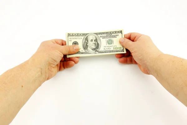 Dólares em uma mão — Fotografia de Stock