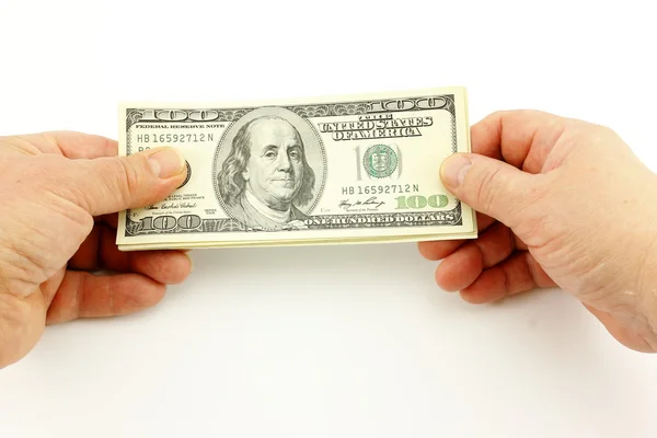 Dollar in een hand — Stockfoto