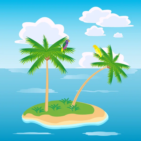 Island in ocean — Stock Vector