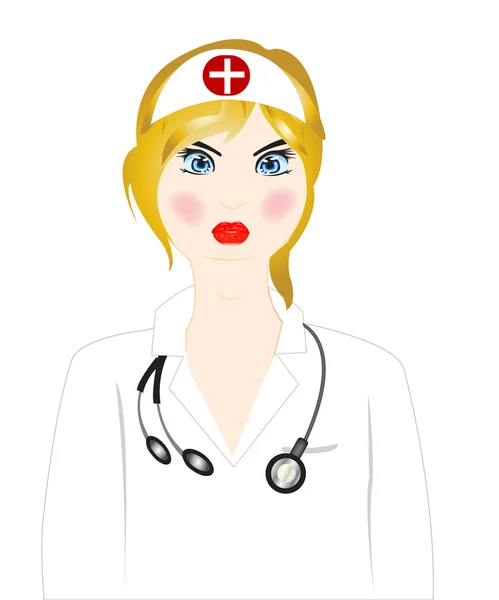 Docteur femme en robe blanche — Image vectorielle