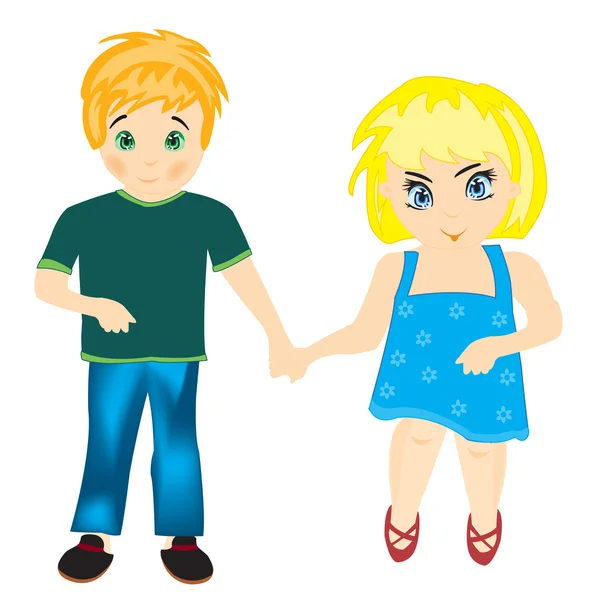 Boy and girl hold for hands — Stock Vector