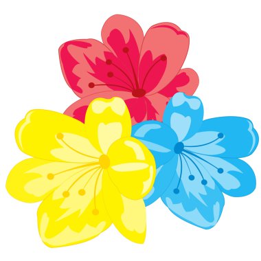 Three flowers on white background clipart