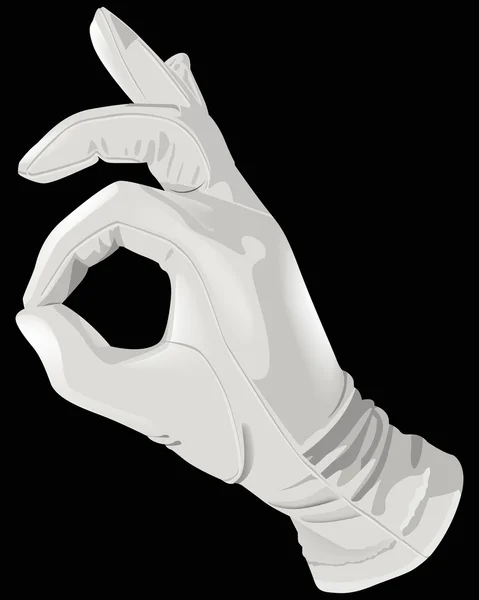 Hand vita handsken okej — Stock vektor