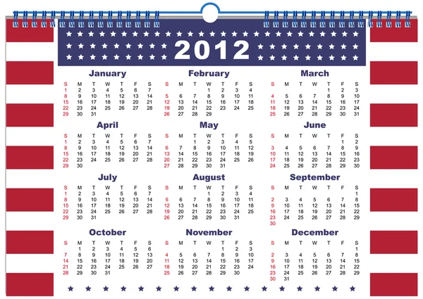 The calendar USA 2012 — Stock Vector