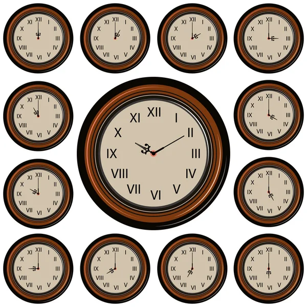 Set Relógio de parede redonda —  Vetores de Stock
