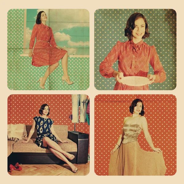 Collage d'arte con bella donna — Foto Stock